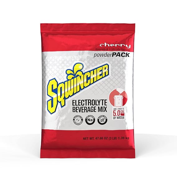 Sqwincher Powder Pack | Cherry Flavored | Low Calorie | Low Sodium | Electrolyte Replenishment Hydration Drink Mix | Just Add to 5 Gallons of Water | 47.66 oz packet (pack of 16)