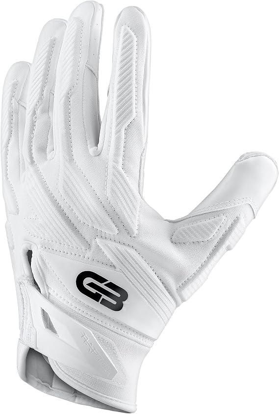Grip Boost Football Gloves Raptor 2.0 Padded Receiver Gloves with Boost Plus Grip Technology (White, Large)