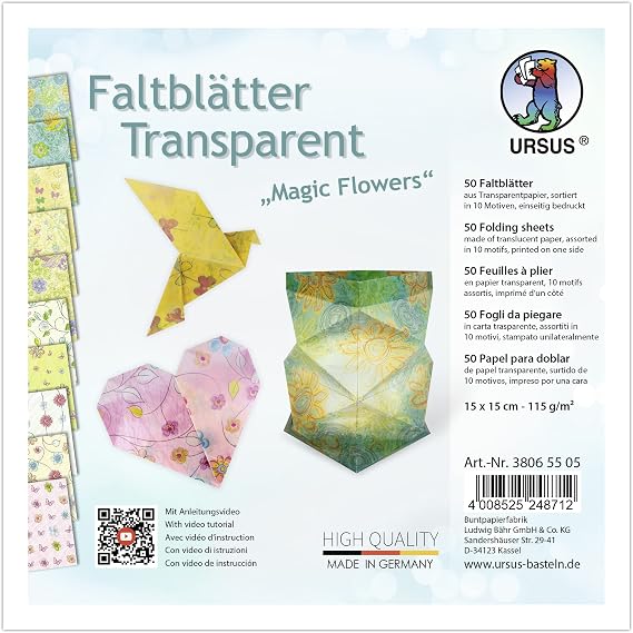 URSUS Faltblatter Transparent ""Magic Flowers""
