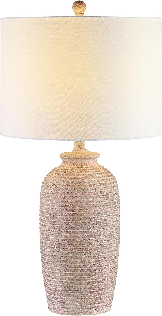 SAFAVIEH Lighting - Kensen 27.1-Inch Polyresin Table Lamp - Sandy Pearl - Coastal Sculpted Body Design - Ideal for Living Room, Bedroom, Entryway, Home Office - LED Bulb Included (TBL4244A)