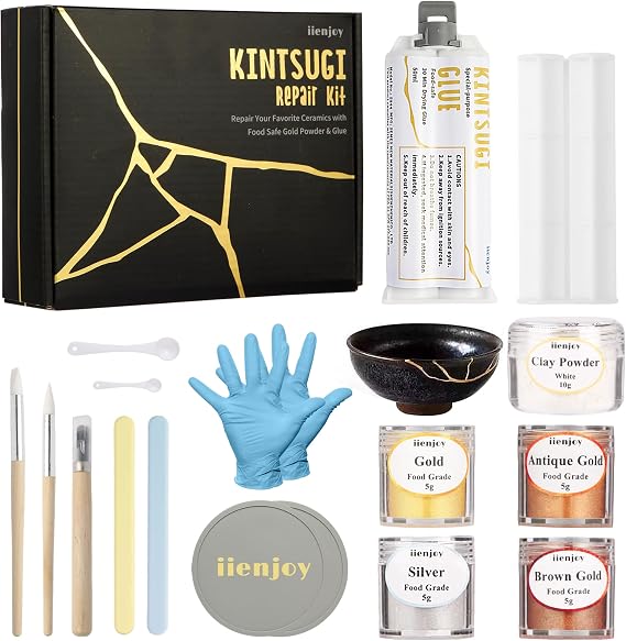 iienjoy Kintsugi Repair Kit, 4 Colors Food Safe Kintsugi Kit for Ceramics