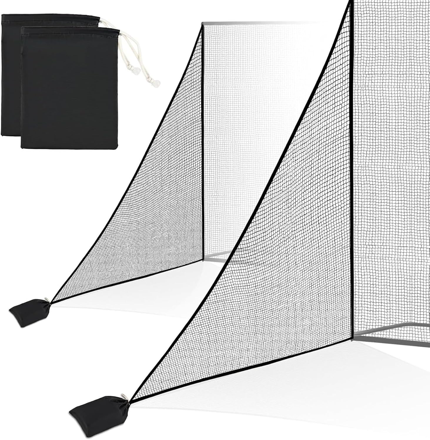 2-Pack Golf Hitting Nets, 9x7 ft Golf Ball Netting with Sandbags, Heavy Duty Side Net Barrier Net for Indoor Outdoor Backyard Practicing