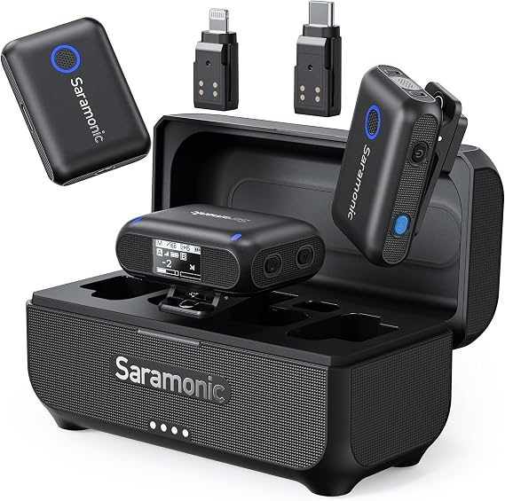 Saramonic BLINK500B2+ Wireless Lavalier Microphone for iPhone/Camera/Android, Detail-Rich Audio, 40h Battery Life, Clip on Wireless Lapel Mic for Live Streaming Video Conference Recording