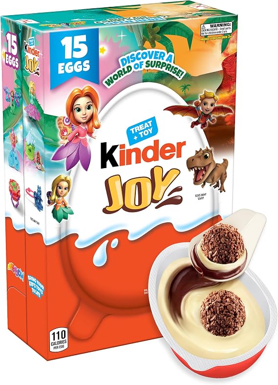 Kinder Joy Eggs, Cream and Chocolatey Wafers with Toy Inside,10.5 oz, Bulk 1 Pack, Packaging May Vary, 15 Eggs