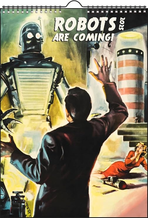2027 Wall Calendar [12 pages 8"x12"] Sci Fi Robots Space Vintage Trash Movie Posters