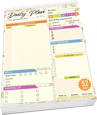Daily planner notepad - Undated Daily Planner 52 Sheets 8.5 X 11 Daily for To-Do Lists, Habit Tracking, Academic Scheduling, and Productivity Goals - Perfect for Work, Home, and Office Organization| Rainbows