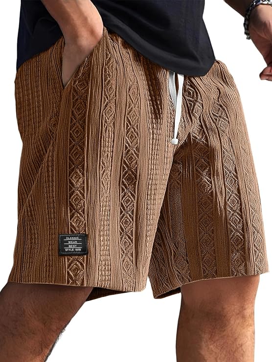 LOVESHOOT Mens Shorts Casual Summer Beach Shorts Cargo Short Loose Fit with Side Pockets for Vacation