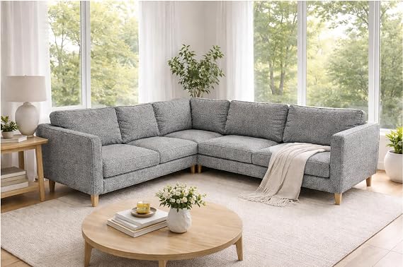 Polyester Flax Karlstad Corner Sofa Cover (2+3/3+2) Replacement, is Custom Made for IKEA Karlstad Sectional Slipcover Replacement (Polyester Flax)