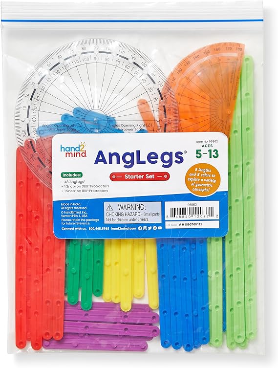 hand2mind AngLegs Starter Set with 2 Protractors