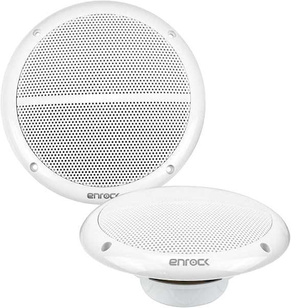 Enrock 6.5" 90 Watt Peak Power Marine 2-Way Full Range Speakers (White, Pair)