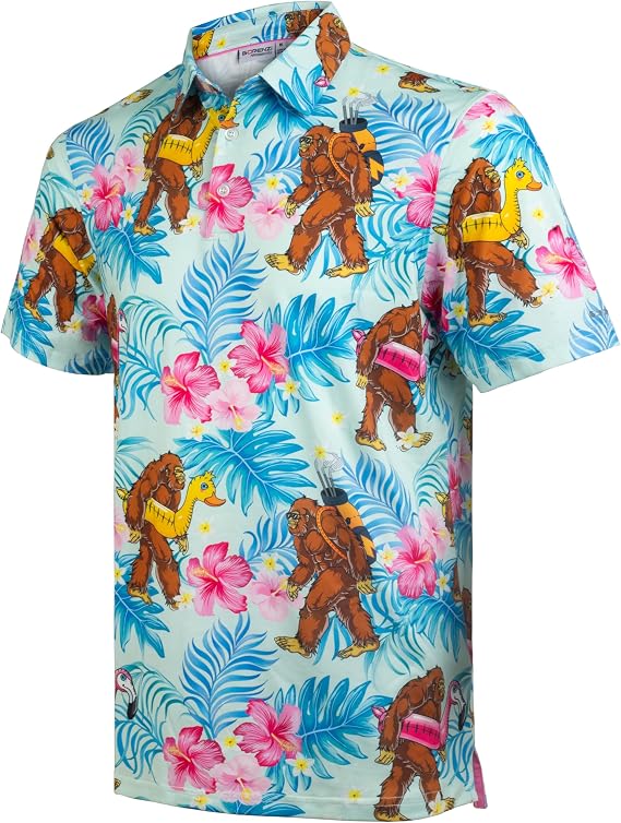 Golf Shirts for Men Short Sleeve Moisture Wicking Printed Performance Polo