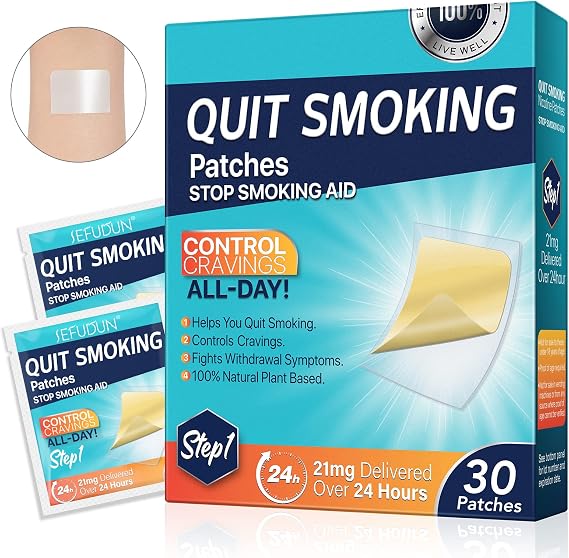 Quit Smoking Patches, Step 1 Stop Smoking Aids Patches, 21mg Quit Smoking Stickers that Work with 2 Weeks, 30 Count Helping Quit Patch, Anti-Stickers