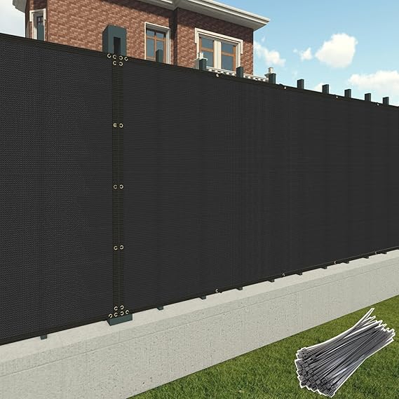 Patio 6' x 9' Fence Privacy Screen Black Heavy Duty Windscreen Fabric Mesh Fencing Porch Screens, Outside Lattice Panels Chain Link Fences Deck Railing Cover for Outdoor Wall Backyard Balcony Pool