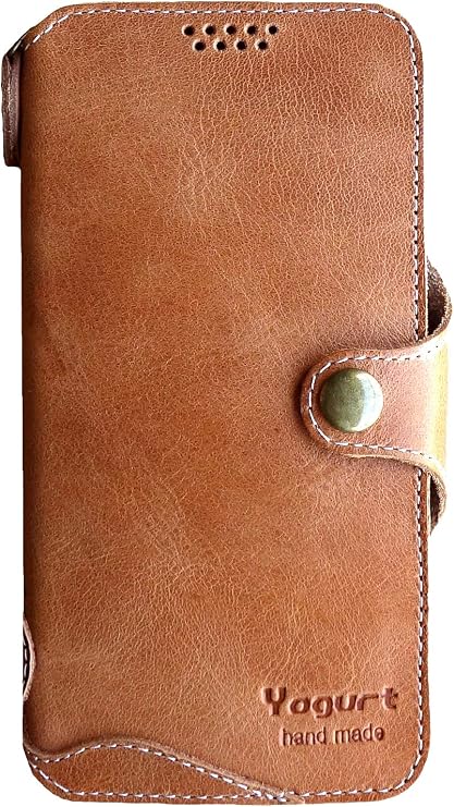 Yogurt Case for Samsung Galaxy A56, Case for Samsung Galaxy A36, Genuine Leather Wallet Cover for Samsung A56/ A36, Handmade Brown