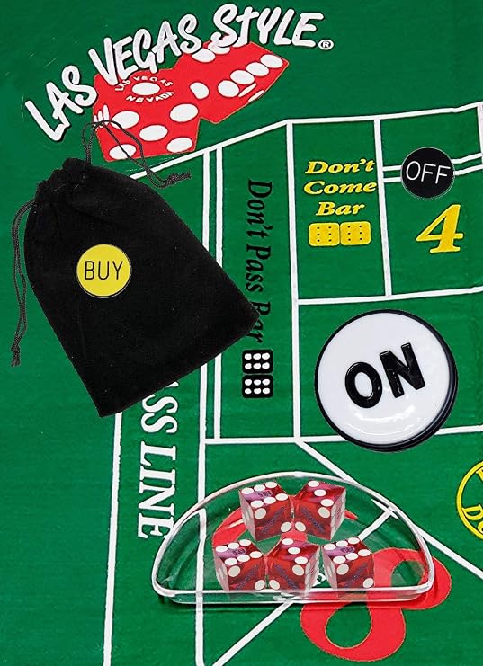 Cyber-Deals Craps Starter Kit Sets, Featuring Authentic Las Vegas Casino Table-Played Dice with Clear Acrylic Dice Boat (Aliante (Red Polished))