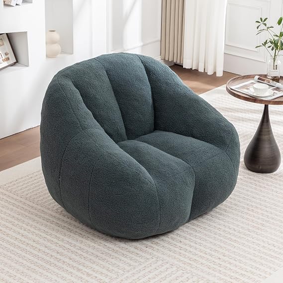 Bean Bag Sofa with Tufted Soft Stuffed Filling, Fluffy and Lazy Sofa with Filler, Comfy Cozy Bean Bag Chairs with Memory Foam for Dorm, Apartment, Living Room Green