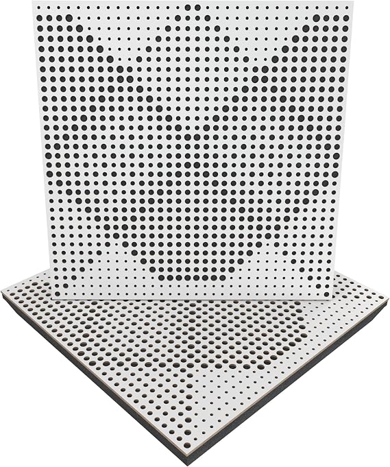 (2 Pack) Sound Absorption-Diffuse Acoustic Panel Wilds | 19.7''x19.7''x2.1" | High Density Foam | Absorption - Diffusion - Reflection - Soundproofing - Insulation | Wood laminated: (White)
