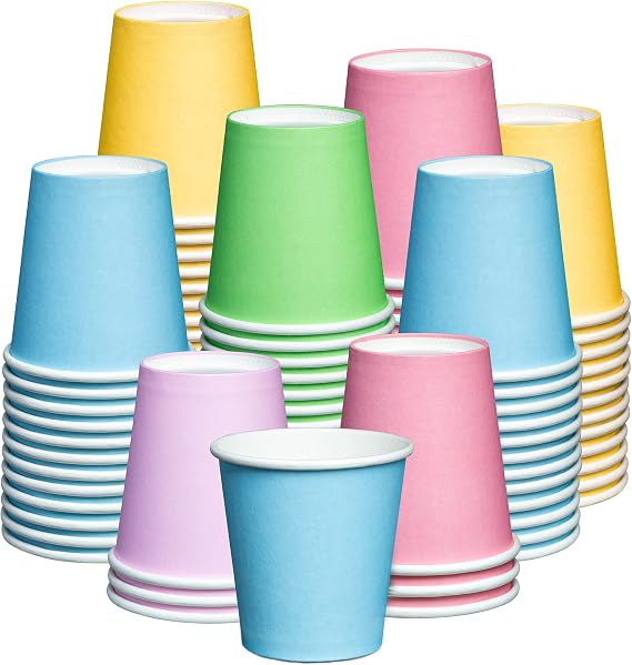 GUSTO 3 oz Paper Bathroom Cups [300 Count] Assorted Colors | Mini Small Size, Disposable, Colorful, Fun Vibrant Touch, Mouthwash, Rinsing, Medicine, Samples, Parties