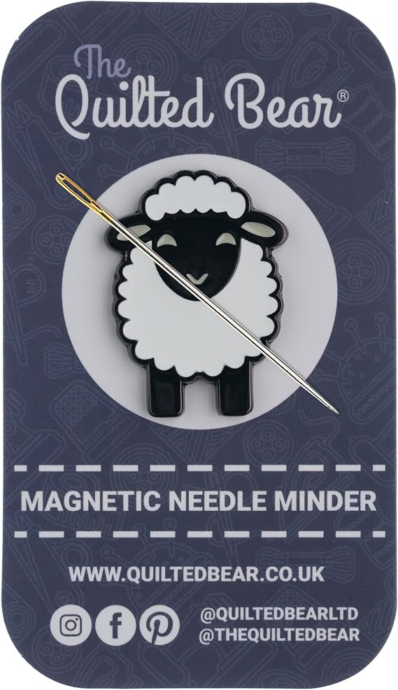 The Quilted Bear Magnetic Needle Minder, Sheep | Enamel Needle Keeper for Embroidery & Cross Stitch, Secure Holder for Sewing Needles & Pins, Strong Magnet, Sewing Accessory