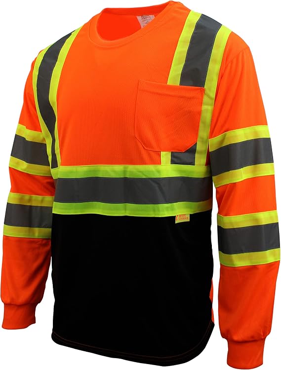 RK Safety NY BFL-T5711 High-Visibility Class 3 T Shirt with Moisture Wicking Mesh Birdseye and X Pattern, Black Bottom (Set of 5, 5XL)