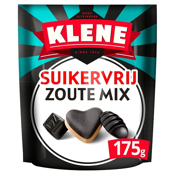 Klene Suikervrij Zoute Mix I Semisoft Sugarfree Salty Licorice Candy Mix I 175g 6.1 ounce