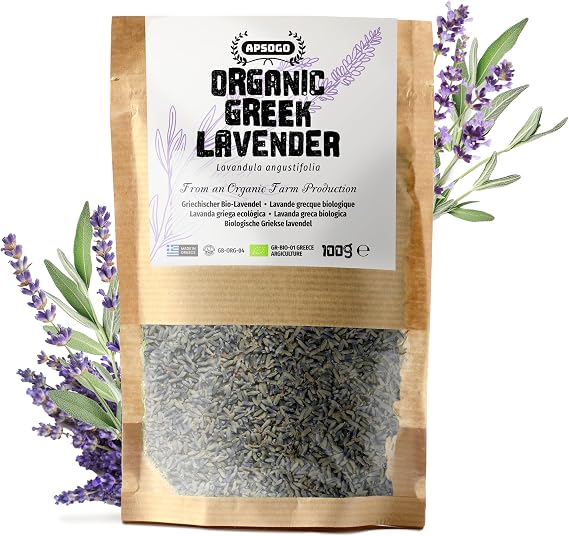 Apsogo Organic Greek Lavender - Dried Culinary Lavender for Tea, 100g