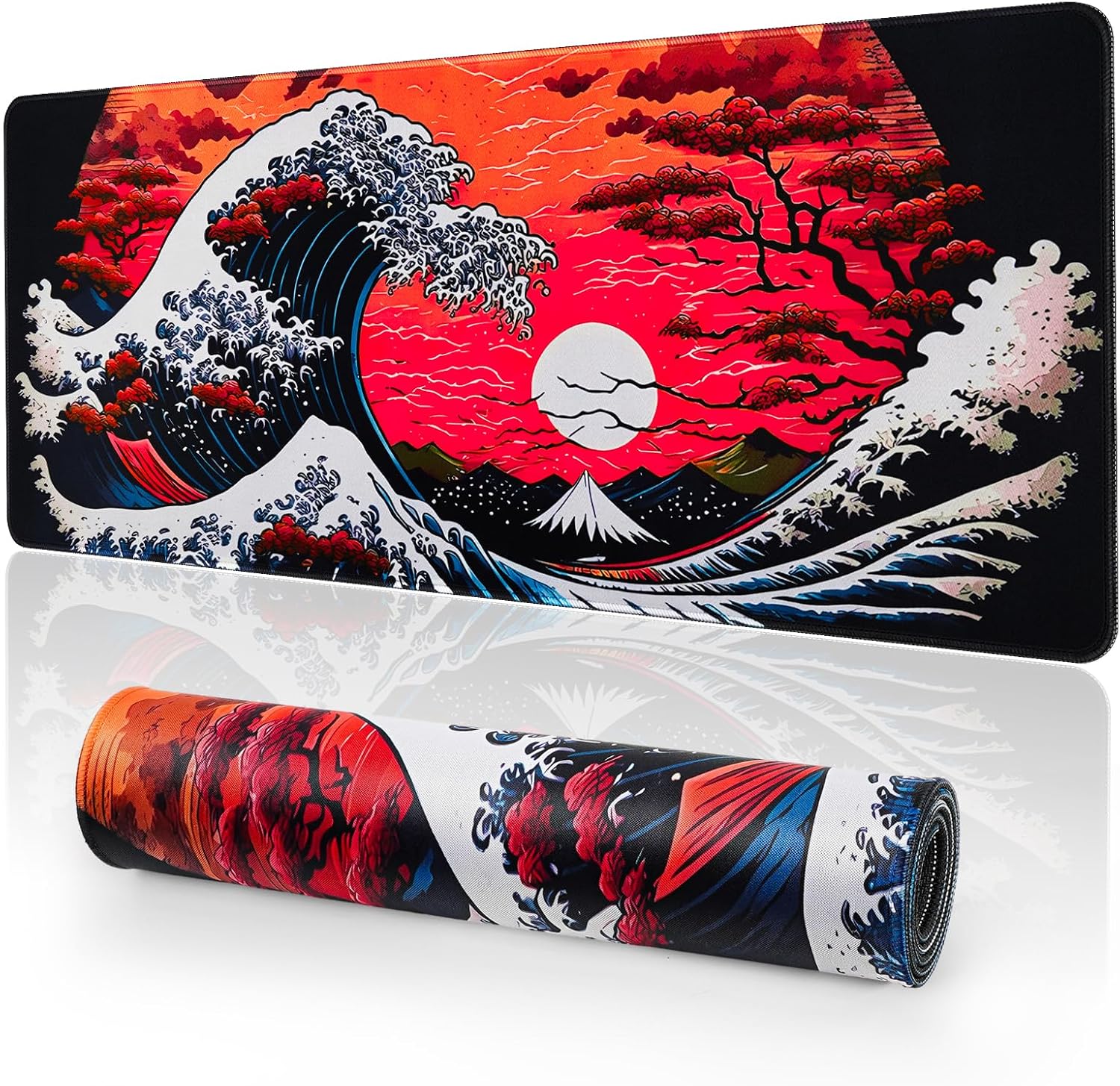 EFISH Gaming Mouse Mat Large Mouse Pad 31.5" x 11.8" Washable Laptop Desk Pad, Japanese Keyboard Pad, Non-Slip Rubber Base Desk Mat for Macbook, PC, Laptop, Office