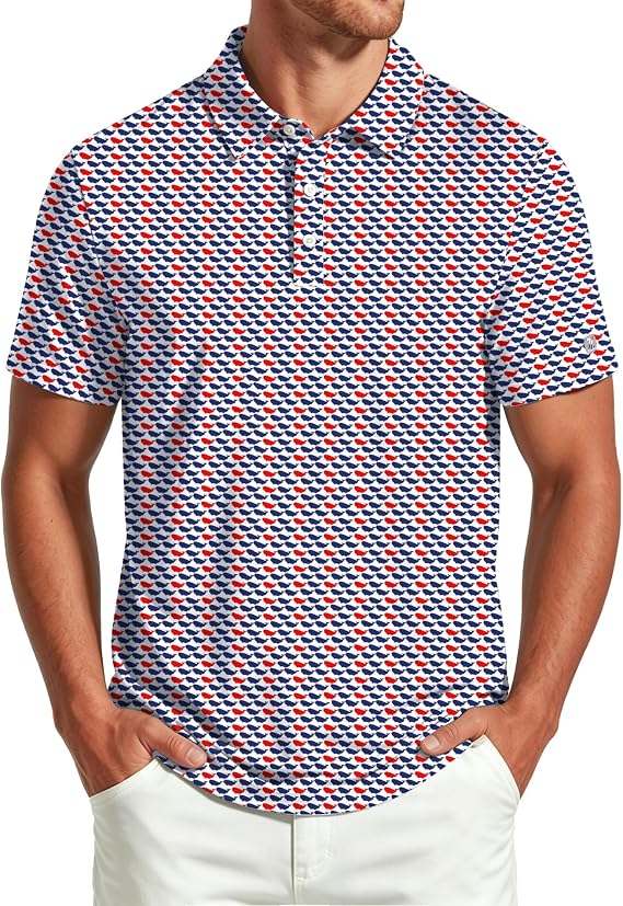 ZITY Select Mens Golf Polo Shirts 50+ UPF Short Sleeve Quick-Dry Performance Print Golf Shirt