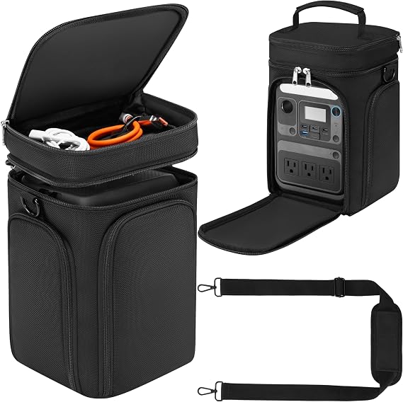 Travel Bag Compatible with Anker SOLIX C300 Portable Power Station, Carrying Storage Case Cover with Side Zipper, Multi-Pocket, Shoulder Strap (Bag Only)