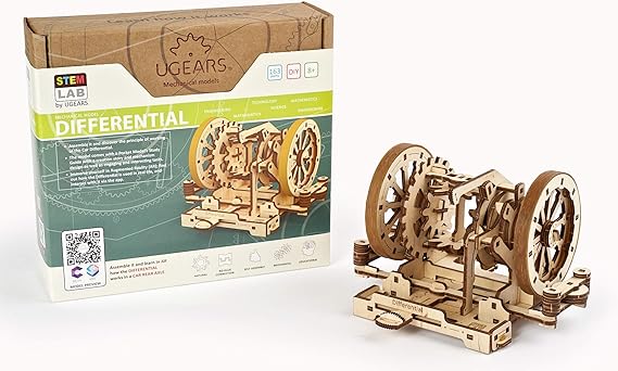 UGEARS STEM Differential Model Kit - Creative Wooden Model Kits for Adults, Teens and Children - DIY Mechanical Science Kit for Self Assembly - Unique Educational and Engineering 3D Puzzles with App