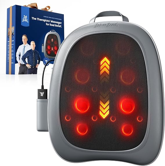 BOB AND BRAD Back Massager for Pain Relief Deep Tissue, FSA EZBack Pro Corded 4D Kneading Shiatsu Back Massager with Heat, HSA Eligible Up and Down Rolling Massage at Office Home, Gift for Man