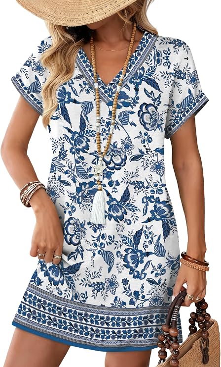 WIHOLL Summer Dresses for Women Casual Tshirt Dress Midi Dresses Fashion Beach Vacation Clothes