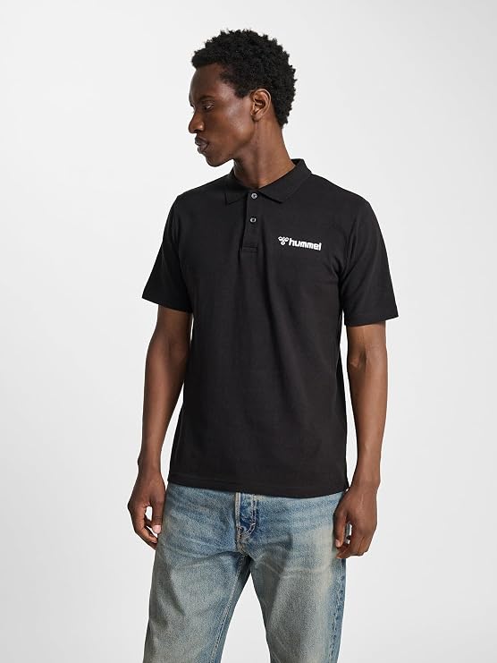 hummel Mover Men's Short Sleeve Polo Shirt - Classic Polo Shirt - Polo Shirt for Sports and Everyday Use - with Logo and Flat Knit Collar - Made of Pique Fabric (Cotton/Polyester) - Regular Fit