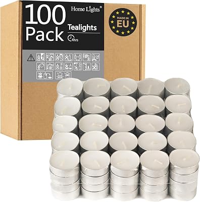 Tealight Candles - 4 Hours - Giant 100,200,300 Bulk Packs - White Unscented European Votive Smokeless Tea Lights for Shabbat, Weddings, Christmas, Home Decorative- 100 Pack