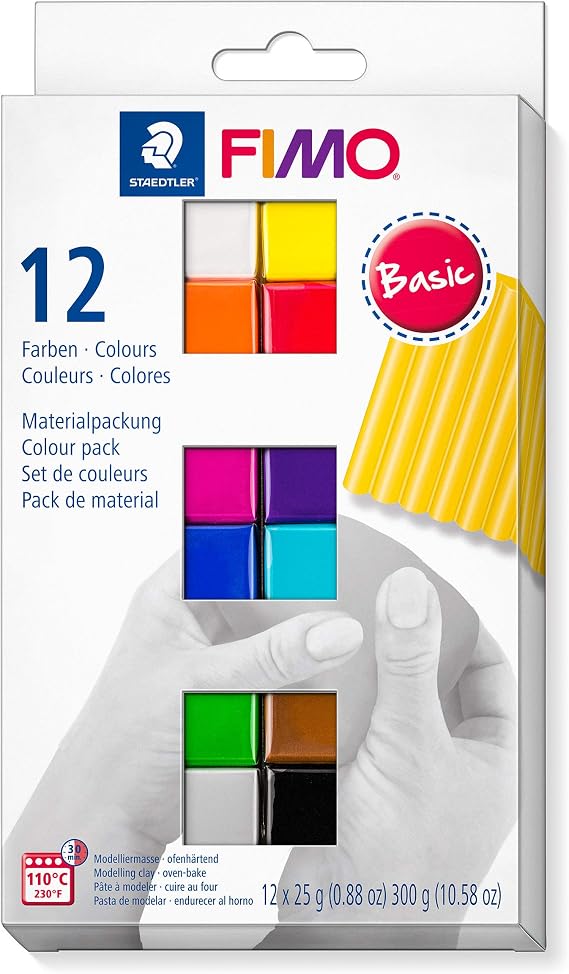Staedtler Fimo 8023 C12-1 MP Fimo Soft Modeling Clay Main Colors (25 gr X 12 Blocks)