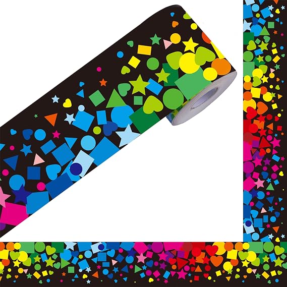 ERKE 60 Feet Bulletin Board Borders, Confetti Straight Rolled Border Trim Back-to-School Bulletin Boards Decoration, Walls, Desks, Windows, Doors for School, Classroom & Offices