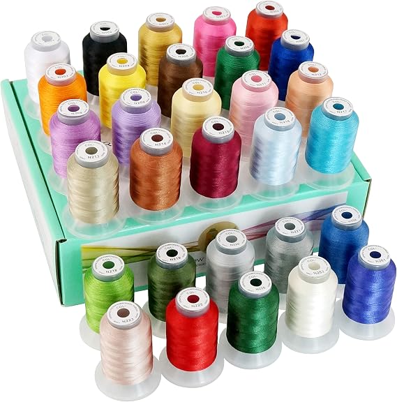 New brothread 30 Colors Polyester Embroidery Machine Thread - Assortment 1 | 500M (550Y) Each Spool, 40 Weight, Colors Compatible with Janome and Robison-Anton Colors