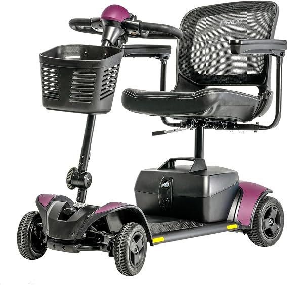 Pride Mobility Go Go Elite Traveller 2 4-Wheel Scooter - Travel Mobility for Adults, 18 Ah Battery, 300 Lbs Weight Capacity, 17"x17" Foldable Seat, Sugar Plum - SC442E w/18AH