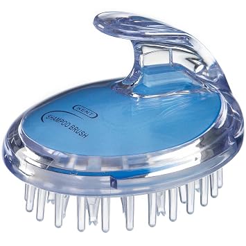 KENT SH1 BLU Scalp Scrubber Hair Brush & Scalp Exfoliator with 42 Soft Rubber Bristles for Distributing Shampoo and Conditioner, Shower Scalp Massage Tool