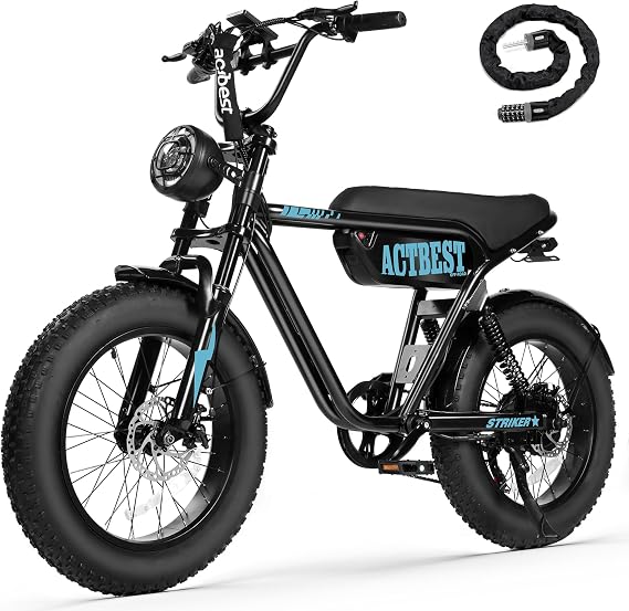 ACTBEST 16"/20" Fat Tire Electric Bike for Adults/Teens, 1200W/1500W Peak Motor, 20+MPH & 55-75 Miles Long Range, Full Suspension All-Terrain eBike for Mountain,Snow,Sand,UB
