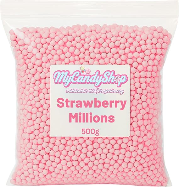 MyCandyShop Millions Sweets 500g - Tiny, Chewy Strawberry Flavoured Treats for Kids and Adults - Vegetarian & Vegan Sweets in Bulk Cheap