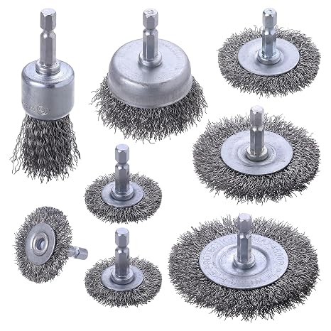 Wire Brush for Drill, 8 Pcs Professional Carbon Steel Wire Wheel, Abrasive Cup Brush 1/4 Inch Hex Shank - Cleaning Rust Attachments