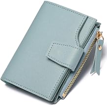 FALAN MULE Women's Wallet RFID Blocking PU Leather Wallet for Woman Zipper Coin Pocket Small Ladies Purse with ID Window