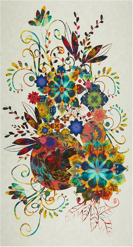 Kaufman Venice Flower 24" Panel Multi, Fabric by the Yard