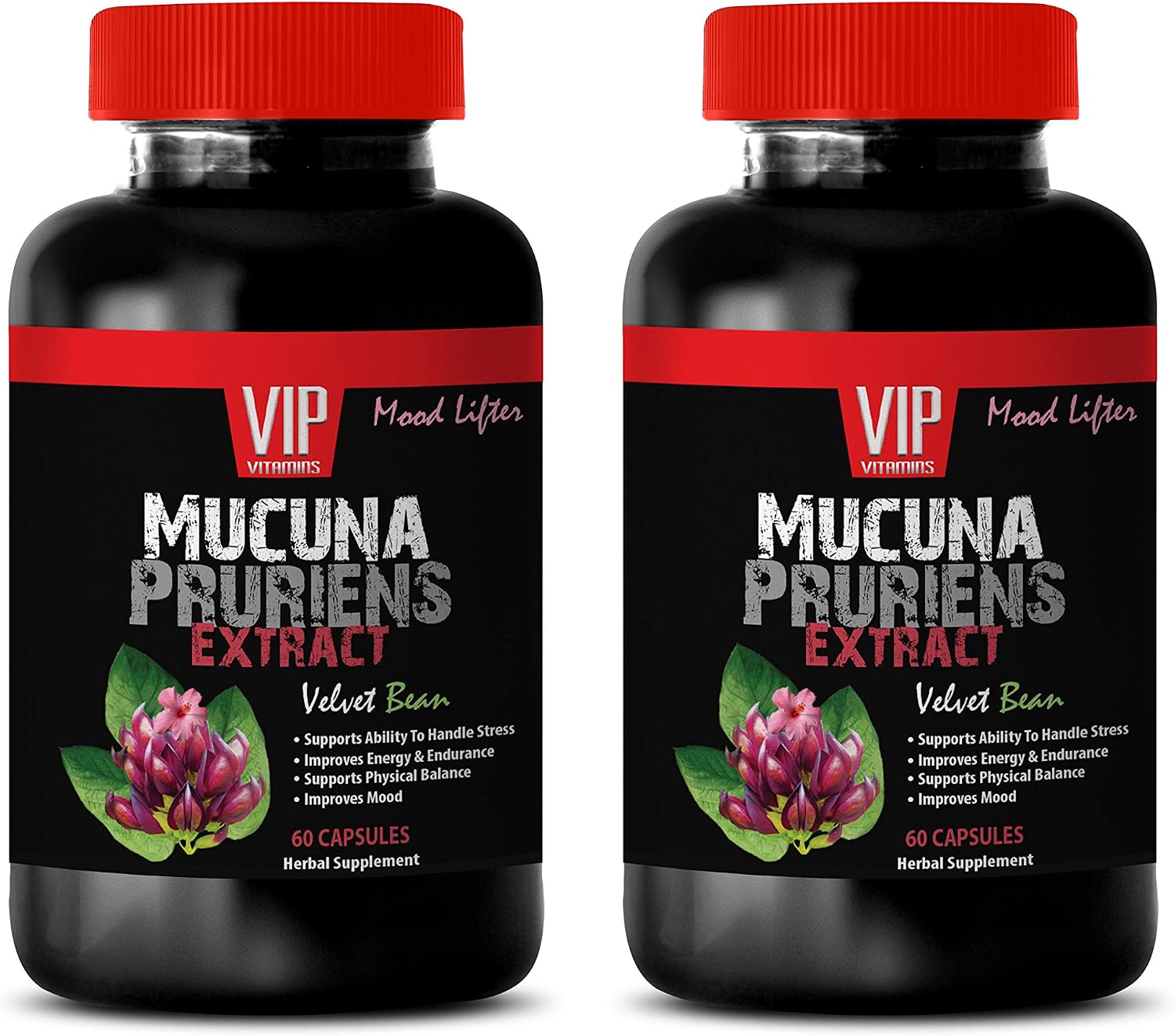Mood Supplements for Men - MUCUNA PRURIENS Extract, Velvet Beans - mucuna Supplements, 2B 120 Capsules