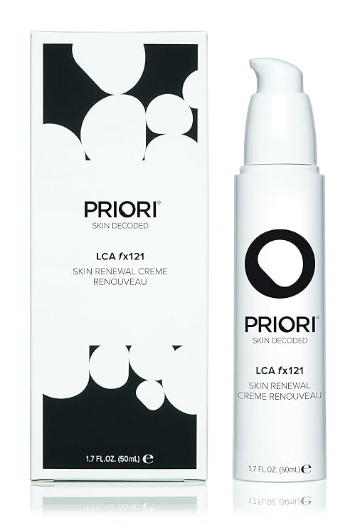 PRIORI Skincare Skin Renewal Cream with Lactic Acid Retexturizing Face Moisturizer for Dark Spots, Fine Lines & Wrinkles, Acne Scars Vitamin C, E, Fragrance Free Women & Men Skincare 1.7 fl oz