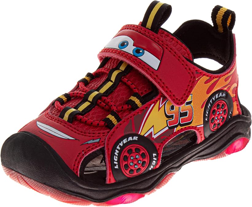 Cars Lightning McQueen Boys LED Light Up Sandals Toddler/Little Kid/Big Kid
