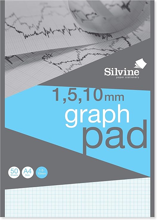 Silvine A4 Professional Graph Pad. 50 Sheets of Quality 90gsm Paper,White