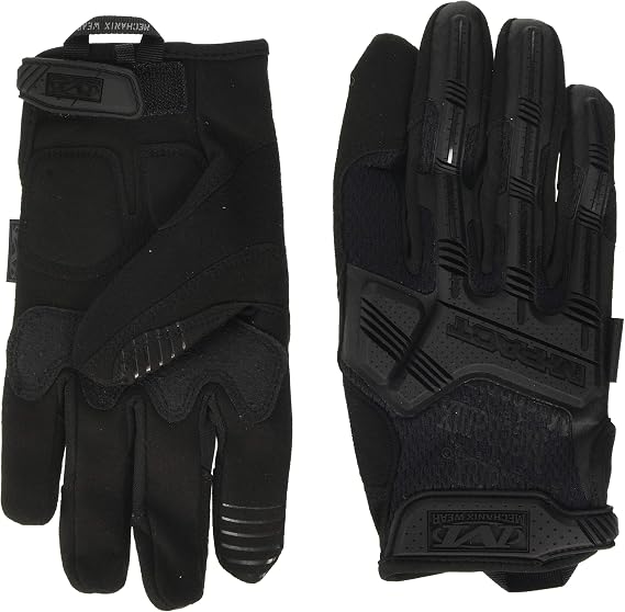 Mechanix Wear MPT-55-009 Shop Gloves, M-Pact, Reinforced Fingertips and Knuckles, Padded Palm, Hook and Loop Closure, Covert Black, Medium, Pair