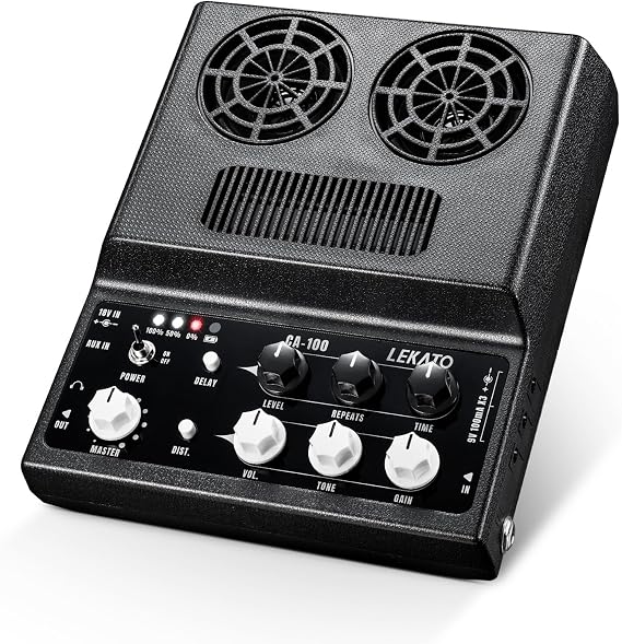 LEKATO Electric Guitar Amp, Rechargeable Guitar Amp 20W, Distortion, Delay Effect, Bluetooth, Guitar Amp Combo for Daily Practice, Travel